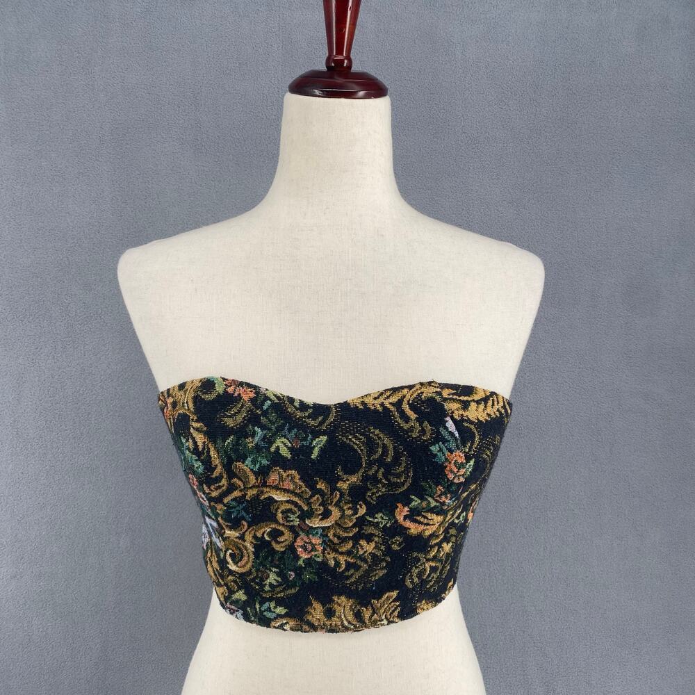 Staring at Stars Tapestry‎ Strapless Bralette Crop Top Womens M Black Romantic